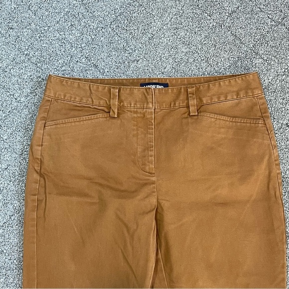 Lands' End Slim Leg Mid Rise Crop Pants Womens Size 6P Brown Canvas - Picture 2 of 13